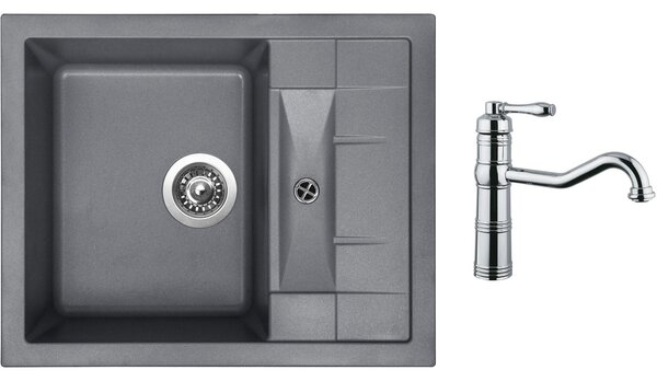 Granitový dřez Sinks CRYSTAL 615 Titanium + Dřezová baterie Sinks RETRO CASANOVA lesklá