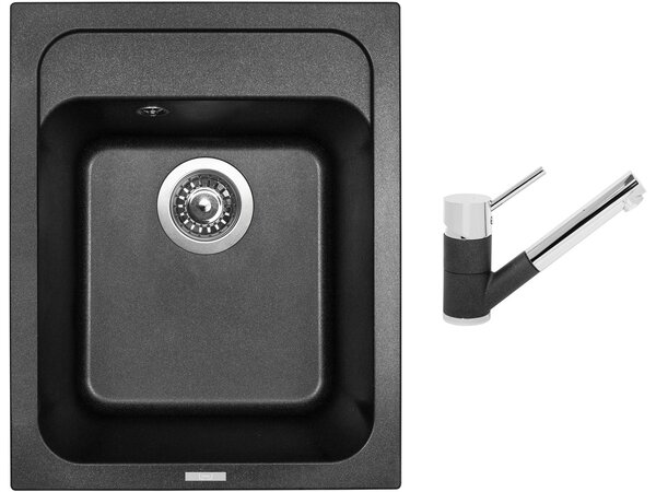 Granitový dřez Sinks CLASSIC 400 Metalblack + Dřezová baterie Sinks MIX 4000 P Metalblack