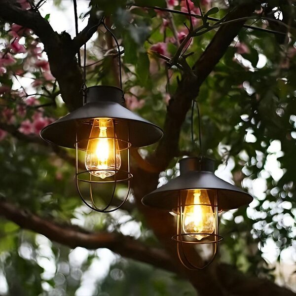 Solární závěsná retro lampa na zahradu