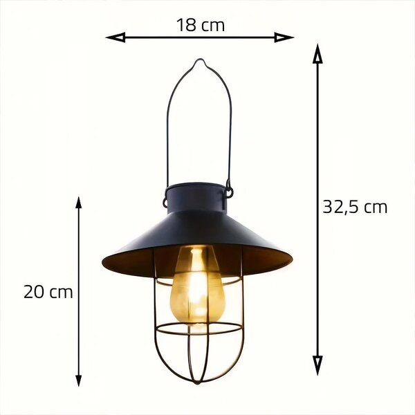 Solární závěsná retro lampa na zahradu