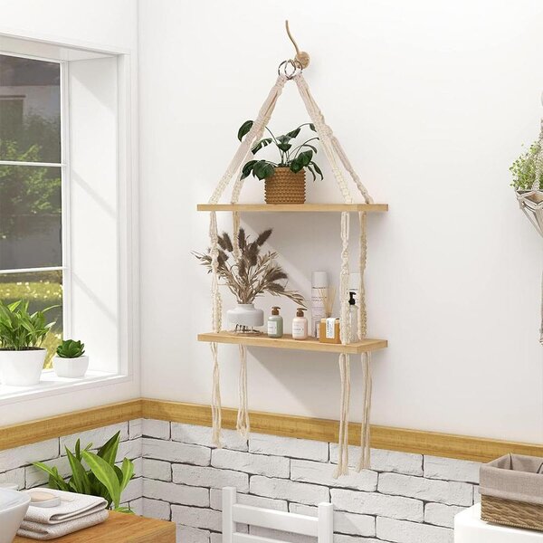 Závěsná macrame polička, 2 patra