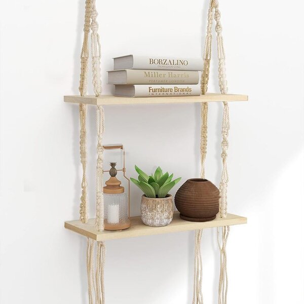 Závěsná macrame polička, 2 patra