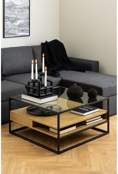 Konferenční stolek se skleněnou deskou v přírodní barvě 80x80 cm Randolf – Actona