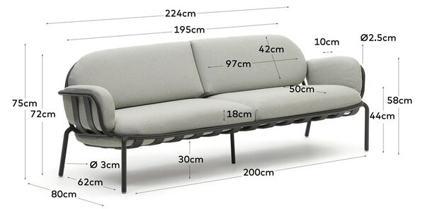 Světle šedá zahradní pohovka Joncols – Kave Home