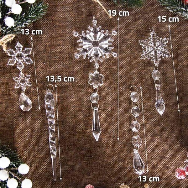4Leaders Vánoční ozdoby na stromeček ledové ornamenty 5 ks 13-19 cm