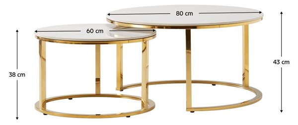 Set 2ks konferenčních stolků Disponer (mramor světlý + zlatá). 1116298