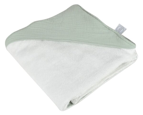 Zelená mušelínová dětská osuška s kapucí 75x75 cm – Bébé Douceur