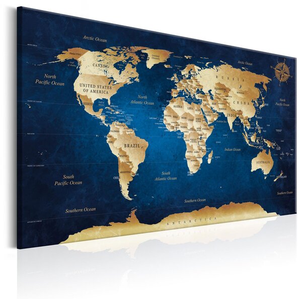 Obraz - Mapa světa: Tmavomodré hlubiny 60x40