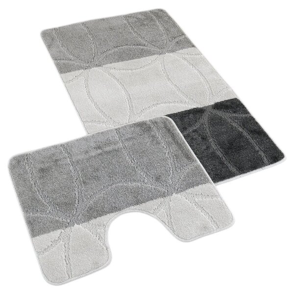 Kvalitex Koupelnová a WC předložka geometrie šedá SADA 60 x 100 cm + 60 x 50 cm