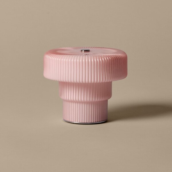 Skleněná stolní LED lampička Ripple Pale Rose