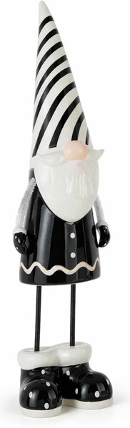 Vánoční skřítek STRIPE GNOME 41 cm, černo-bílý