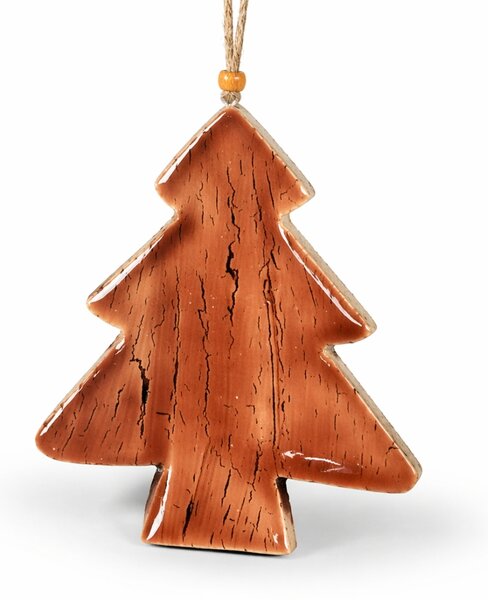 Závěsná vánoční ozdoba GLAZE TREE 16 cm, hnědá