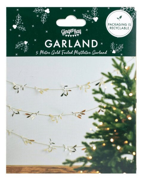 Vánoční girlanda GOLD MISTLETOE 5 m, zlatá
