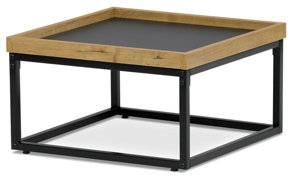 Konferenční stolek GARLEMXER II, 53x53, divoký dub, černý kov DOPRODEJ