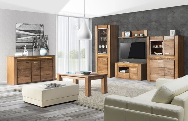Szynaka Vitrína Velvet II 10 75 cm z masivu levá s LED osvětlením dub Rustikal