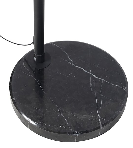 Moderní oblouková lampa černá s orientálním stínítkem a bambusovou konstrukcí 50 cm - XXL Rina
