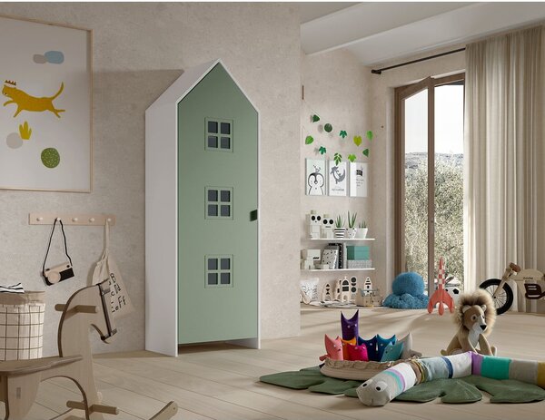 Bílo-zelená dětská šatní skříň 58x172x37 cm Casami Bruges – Vipack