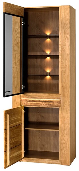 Szynaka Vitrína Velvet II 10 s LED osvětlením 75 cm z masivu levá dub přírodní