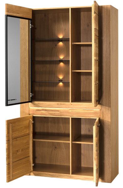 Szynaka Vitrína Velvet II 12 110 cm z masivu s LED osvětlením dub přírodní
