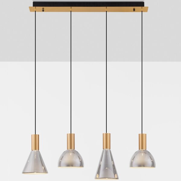 Nova Luce Kouřově šedé skleněné závěsné LED světlo Voi 78 cm