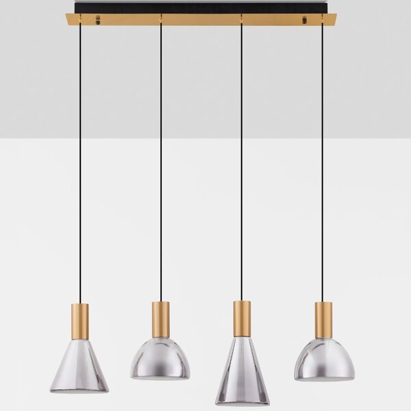 Nova Luce Kouřově šedé skleněné závěsné LED světlo Voi 78 cm