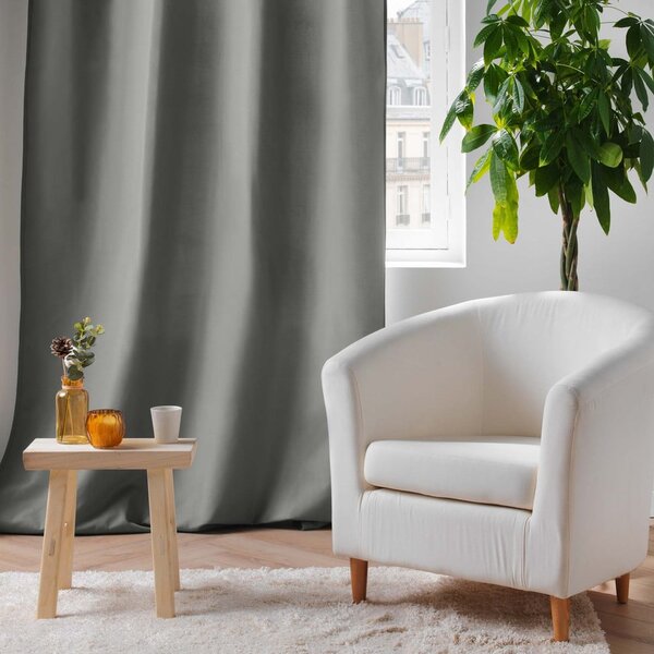 Šedý termo závěs z mikrovlákna 135x260 cm Micropolar – douceur d'intérieur