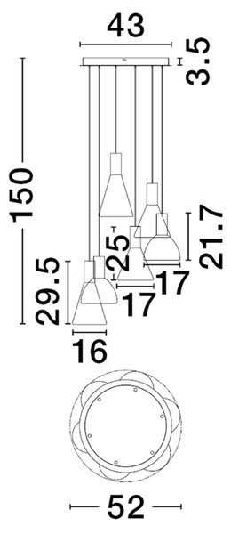 Nova Luce Kouřově šedé skleněné závěsné LED světlo Voi 52 cm