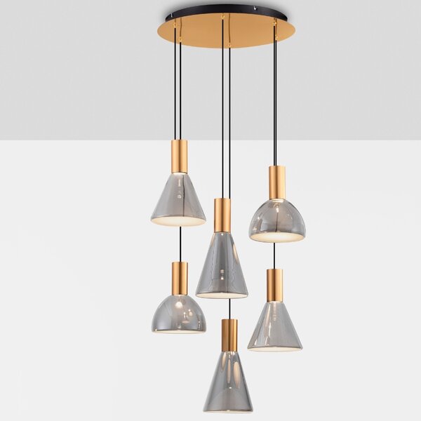 Nova Luce Kouřově šedé skleněné závěsné LED světlo Voi 52 cm