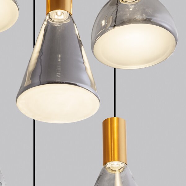 Nova Luce Kouřově šedé skleněné závěsné LED světlo Voi 52 cm