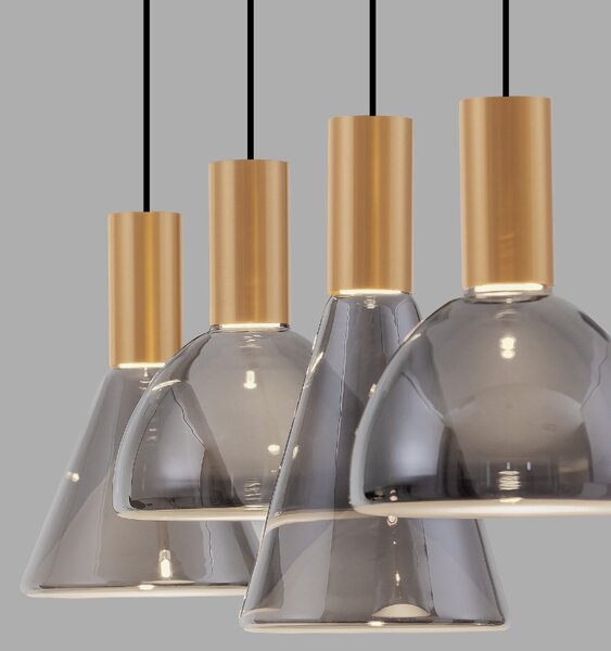 Nova Luce Kouřově šedé skleněné závěsné LED světlo Voi 78 cm