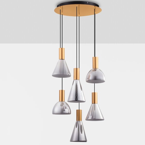 Nova Luce Kouřově šedé skleněné závěsné LED světlo Voi 52 cm
