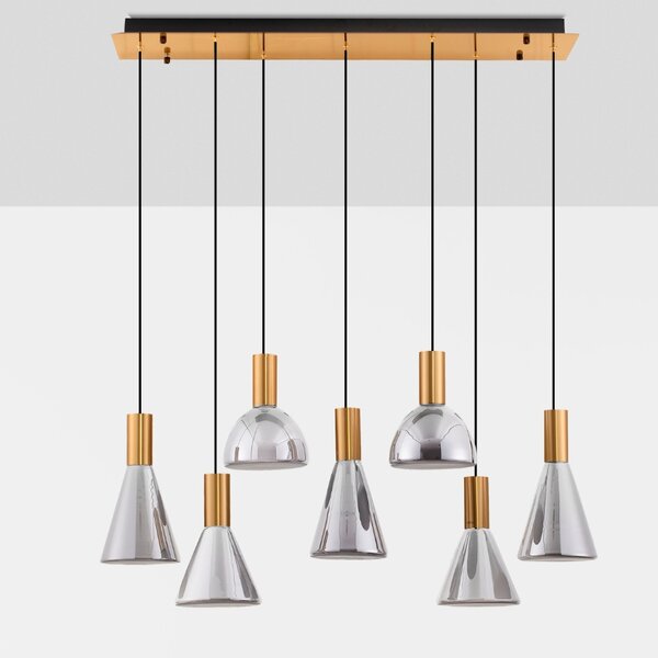 Nova Luce Kouřově šedé skleněné závěsné LED světlo Voi 90 cm