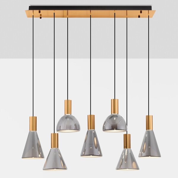 Nova Luce Kouřově šedé skleněné závěsné LED světlo Voi 90 cm