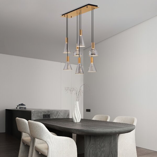 Nova Luce Kouřově šedé skleněné závěsné LED světlo Voi 90 cm