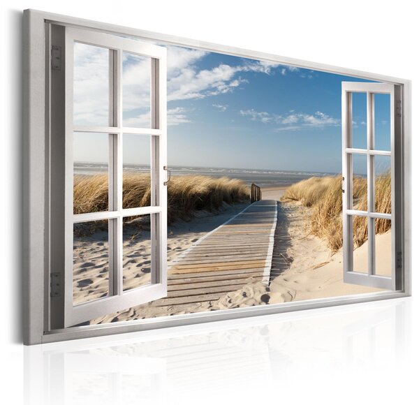 Obraz - Okno: Pohled na pláž 90x60