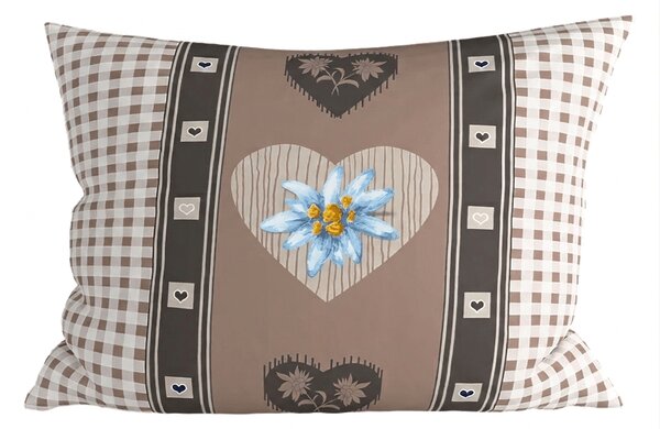 Polybavlněný povlak na polštář HEART RETRO POLY 70x90 cm, hnědý