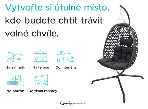 Závěsné křeslo MOLINE s černým stojanem, béžové