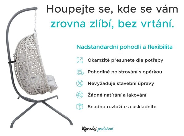 Závěsné křeslo MOLINE s černým stojanem, béžové