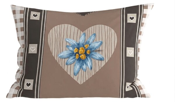 Polybavlněný povlak na polštář HEART RETRO POLY 50x70 cm, hnědý