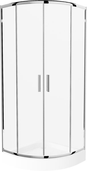 Mexen Rio, čtvrtkruhový sprchový kout s posuvnými dveřmi 70 x 70 cm, 5mm čiré sklo, chromový profil + bílá vysoká sprchová vanička Rio,…