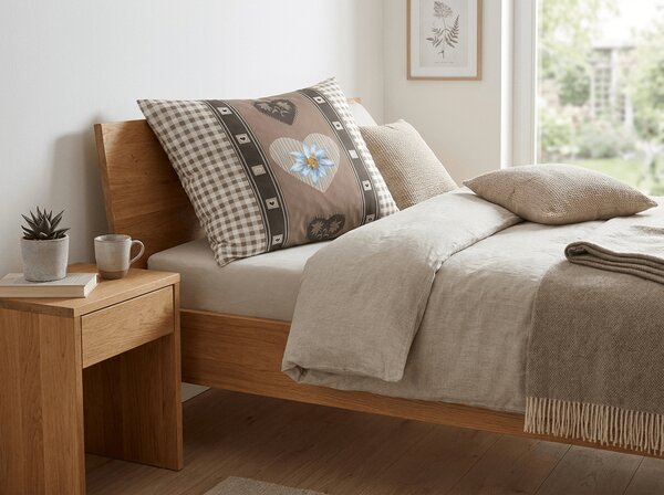 Polybavlněný povlak na polštář HEART RETRO POLY 70x90 cm, hnědý