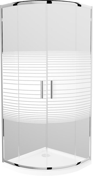 Mexen Rio, čtvrtkruhový sprchový kout s posuvnými dveřmi 70 x 70 cm, 5mm čiré/pásy sklo, chromový profil + bílá sprchová vanička,…