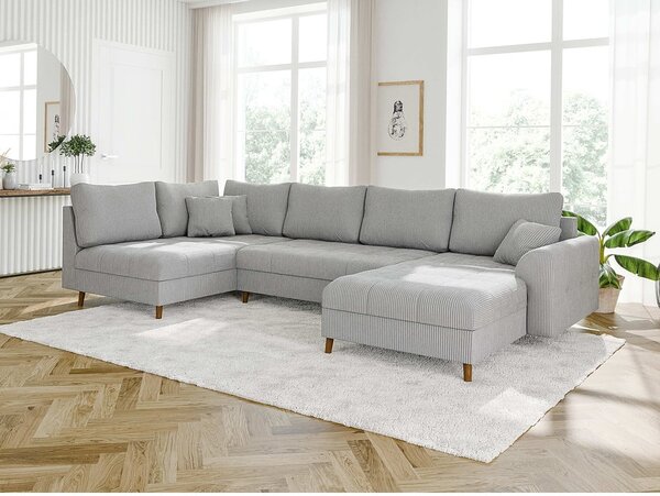 Světle šedá manšestrová rohová pohovka (pravý roh/do "U") Ariella – Ropez
