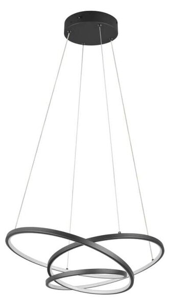 Trio Leuchten 349110132 DARVIN - Závěsný černý LED lustr s možností přepínání barvy světla, 2300+3000+4000K, LED 34W, 64 x 49cm (Moderní lustr s přepínáním barvy světla, stmívatelný vypínačem)