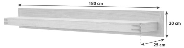 NÁSTĚNNÁ POLICE, trámový dub, barvy dubu, 180/20/25 cm Livetastic - Online Only obývací stěny, Online Only
