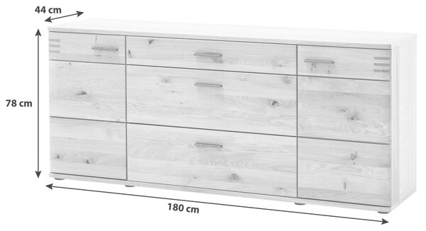 ŠIROKÁ KOMODA, trámový dub, dub bianco, 180/78/44 cm Livetastic - Online Only obývací stěny, Online Only