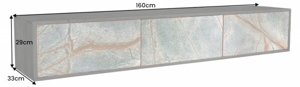 Designový závěsný TV stolek Quillon 160 cm přírodní kámen