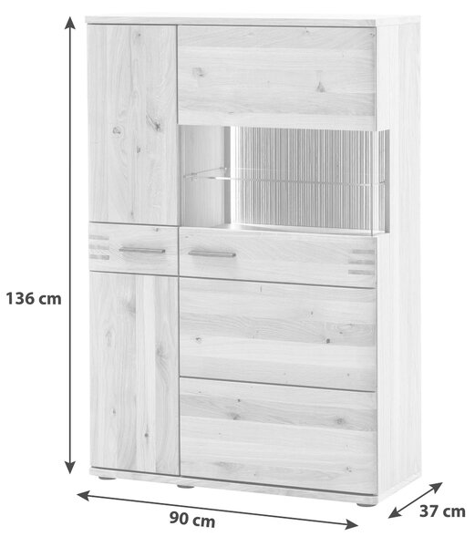 VYSOKÁ KOMODA, trámový dub, barvy dubu, 90/136/37 cm Livetastic - Online Only obývací stěny, Online Only