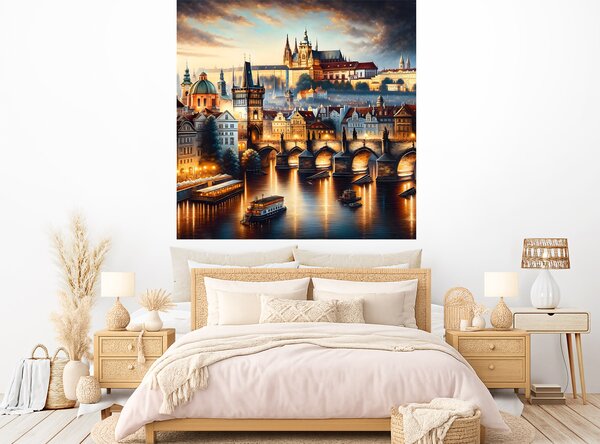 Praha malba textilní přelepitelná samolepka na zeď šíře 45 cm