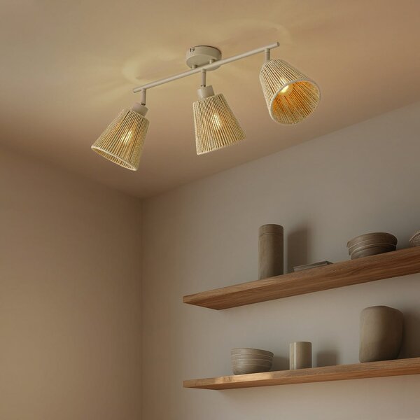 Stropní Lampa Lindby, Anuva, stmívatelné, Béžová, Obývací pokoj, Papír / Karton, Skandinávský